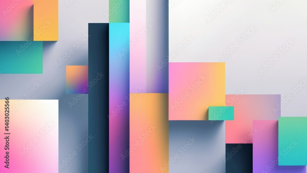 Aufkleber abstract colorful geometric design composed of various shapes and vibrant colors. This artwork combines different textures and shadow, creating a sense of depth and harmony