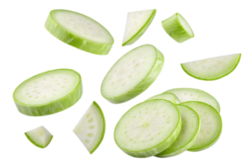 falling Kohlrabi cabbage slices isolated on white background.png