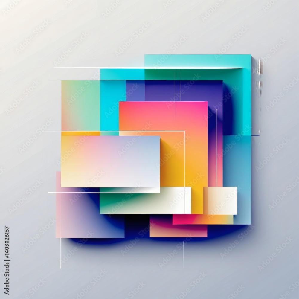 Aufkleber Abstract colorful geometric shapes layered and overlapping, creating a vibrant and dynamic composition.