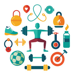 Flat Design Fitness and Health Illustration - Modern Style