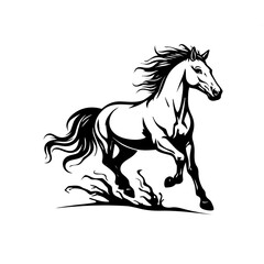 Illustration of racing horse outline on white background