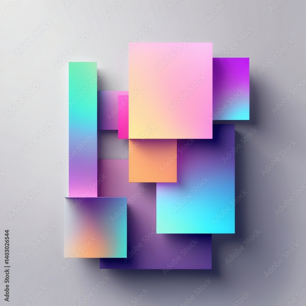 Poster abstract modern geometric design featuring vibrant colorful gradients arranged in a stylish composit
