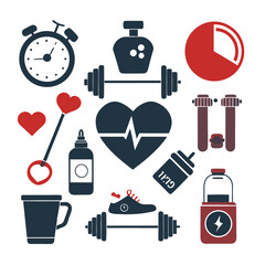 Fitness and Health Graphic Vector Set: Workout Icons