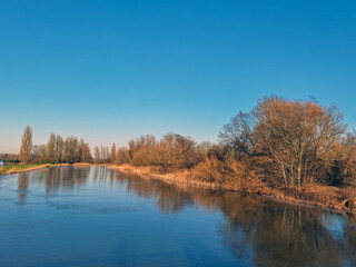 Frozen water surface on the ring canal of Zuidplaspolder