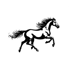 Illustration of racing horse outline on white background