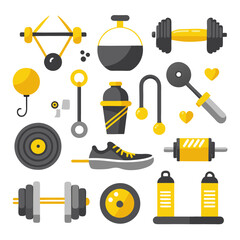 Gym Equipment Flat Illustration for Fitness and Workout