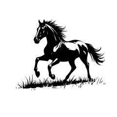 Obraz premium Illustration of racing horse outline on white background