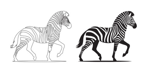 Zebra silhouette in bold vector lines – professional animal illustration for stock graphics – zebra vector – zebra illustration – zebra icon – zebra lineart – zebra line art

