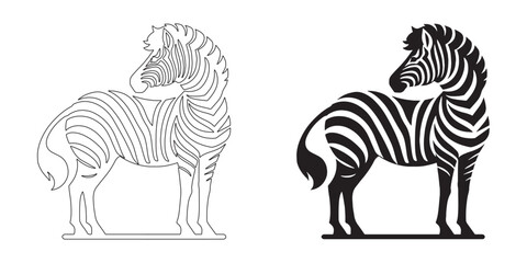 High-quality zebra silhouette in stylish vector design – suitable for decor, t-shirts, or posters – zebra vector – zebra illustration – zebra icon – zebra lineart – zebra line art

