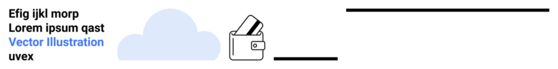 Wallet with banknotes concept next to a cloud icon beside text blocks. Ideal for finance, savings, cloud storage, online banking, data security, financial planning, digital wallet. Landing page