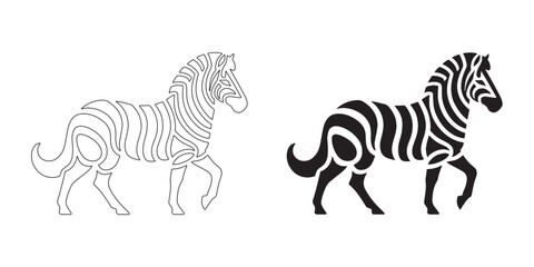Modern zebra silhouette in artistic line style – zebra icon for digital use – zebra vector – zebra illustration – minimalist zebra outline – zebra lineart – zebra line art

