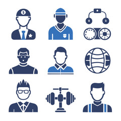 Business and career icons, professional services, vector glyphs set