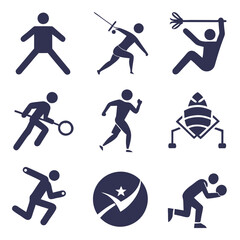 Variety of Sports and Activities Icons in Navy