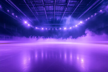 Magical purple ice rink glowing under the lights ready for the show