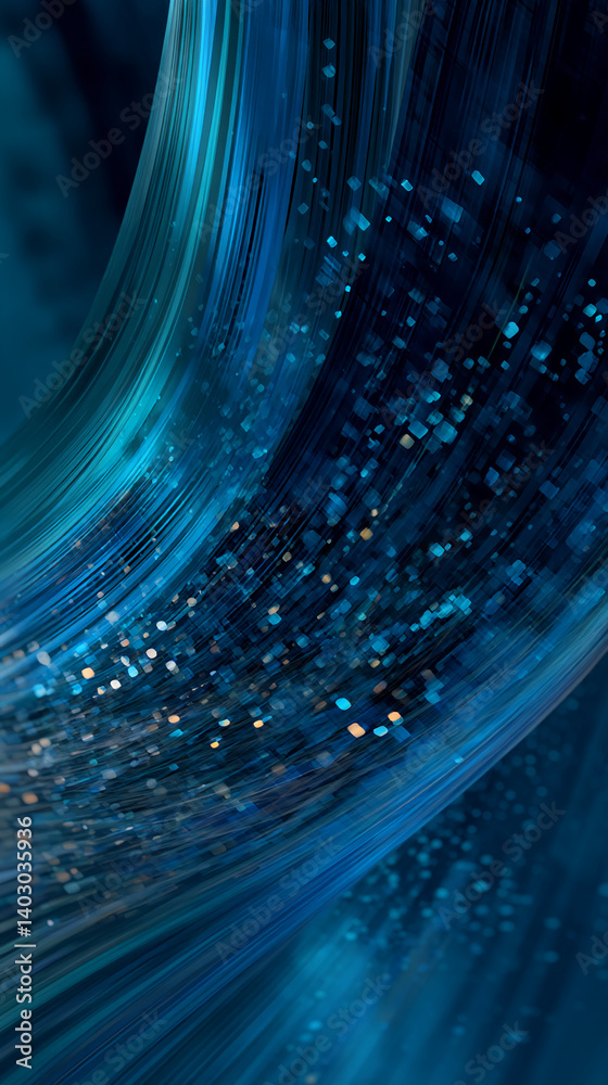 Aufkleber abstract image of flowing blue lines and light particles, creating a dynamic and energetic visual ef