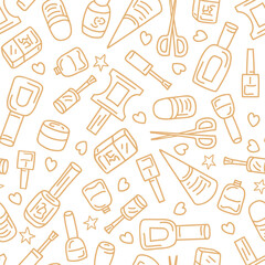nail polish seamless vector pattern. Manicure pedicure beauty fasion background