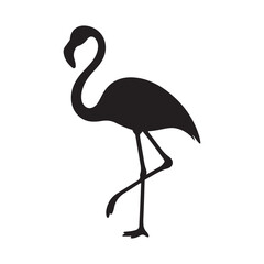 a black and white silhouette of a flamingo