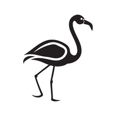 a black and white silhouette of a flamingo