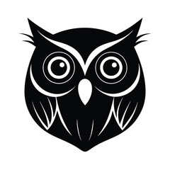 owl face big eyes vector art silhouette