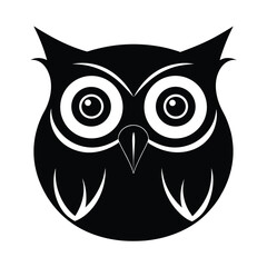 Obraz premium owl face big eyes vector art silhouette