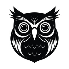 owl face big eyes vector art silhouette