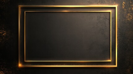 Gold frame, dark textured background, empty space, luxury design, presentation template