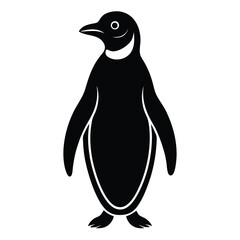 Cute cartoon penguin vector illustration on a white background in a winter arctic setting