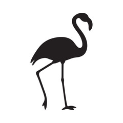 a black and white silhouette of a flamingo
