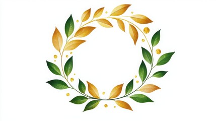 Fototapeta premium Wreath made of leaves and berries with emblem logo for residential society displayed on a neutral background
