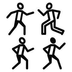 Dynamic running silhouettes illustrate vector sport action