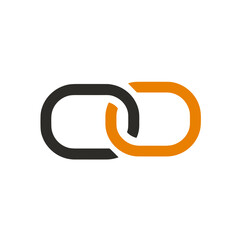 Chain link icon in minimalist design with black and orange colors  