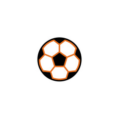 Simple Icon of a Soccer Ball in Black and Orange Colors  