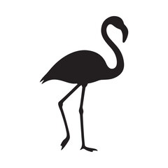 a black and white silhouette of a flamingo