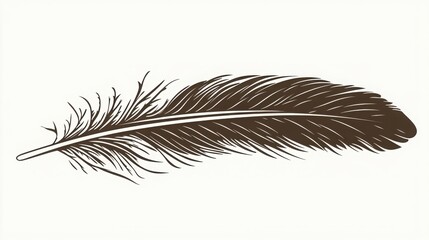 Obraz premium Black and white feather on a white background showcasing a minimalistic design and graphic elements