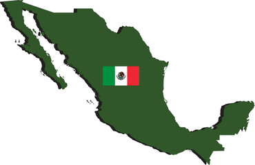 Fototapeta premium Mexico Country Map And Flag Design 