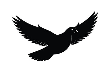 Fototapeta premium A simple black silhouette of a soaring dove.