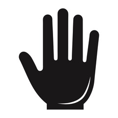 Obraz premium Black Silhouette of an Open Hand with Fingers Extended, Isolated on White Background, Symbolizing Stop, Halt, Greeting, or High Five Gesture