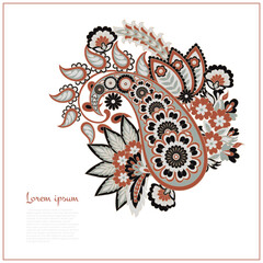 Paisley vector isolated pattern. Damask floral illustration in batik style