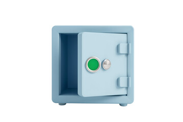 3D Realistic Safe Bank Box Icon – Isolated on White Background in Cartoon Plastic Style