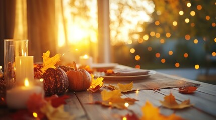 A beautifully decorated table setting for a cozy autumn celebration
