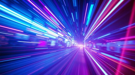 Vibrant Hyperspace Motion Through Alternate Universes with Neon Glows and Electrography Effects&rdquo;Time Warp Digital Artwork at 16:9

