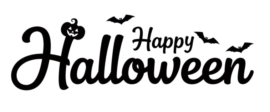 Happy Halloween Bats Pumpkin Transparent Background PNG.