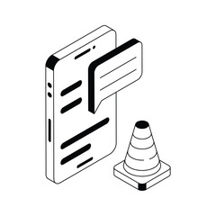 Ready to use isometric outline icon denoting labour day message