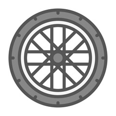Obraz premium bicycle wheel filled outline icon. bike wheel color line illustration.