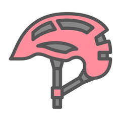 bike helmet filled outline icon. helmet color line illustration.