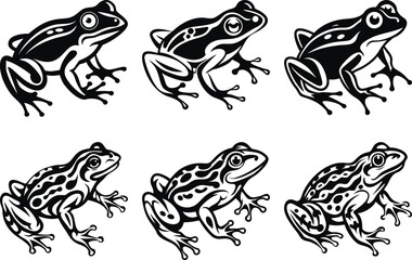 Frog silhouette vector art set