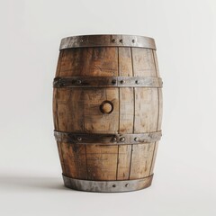 Obraz premium Aged wooden barrel, rustic and weathered. A vintage style container, likely for aging liquids