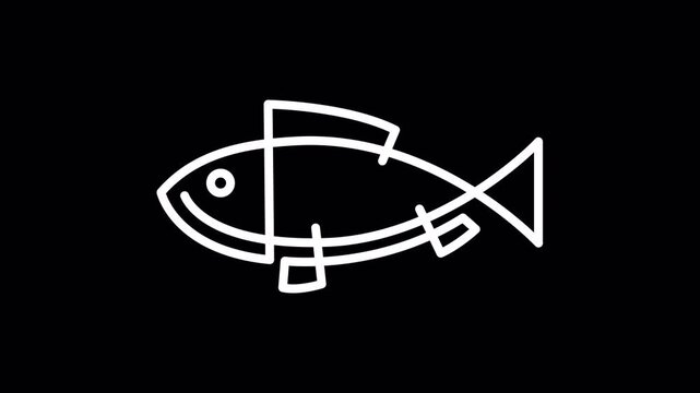 fish line logo emblem icon animation 4k video footage