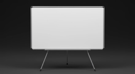 A blank white presentation board on a metal easel.