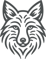 Fox head line art silhouette vector.